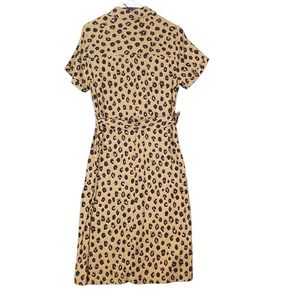 A NEW DAY Womens Dress SZ S Animal Leopard‎ Cat Belted Button Up Short Sleeves - Picture 4 of 13